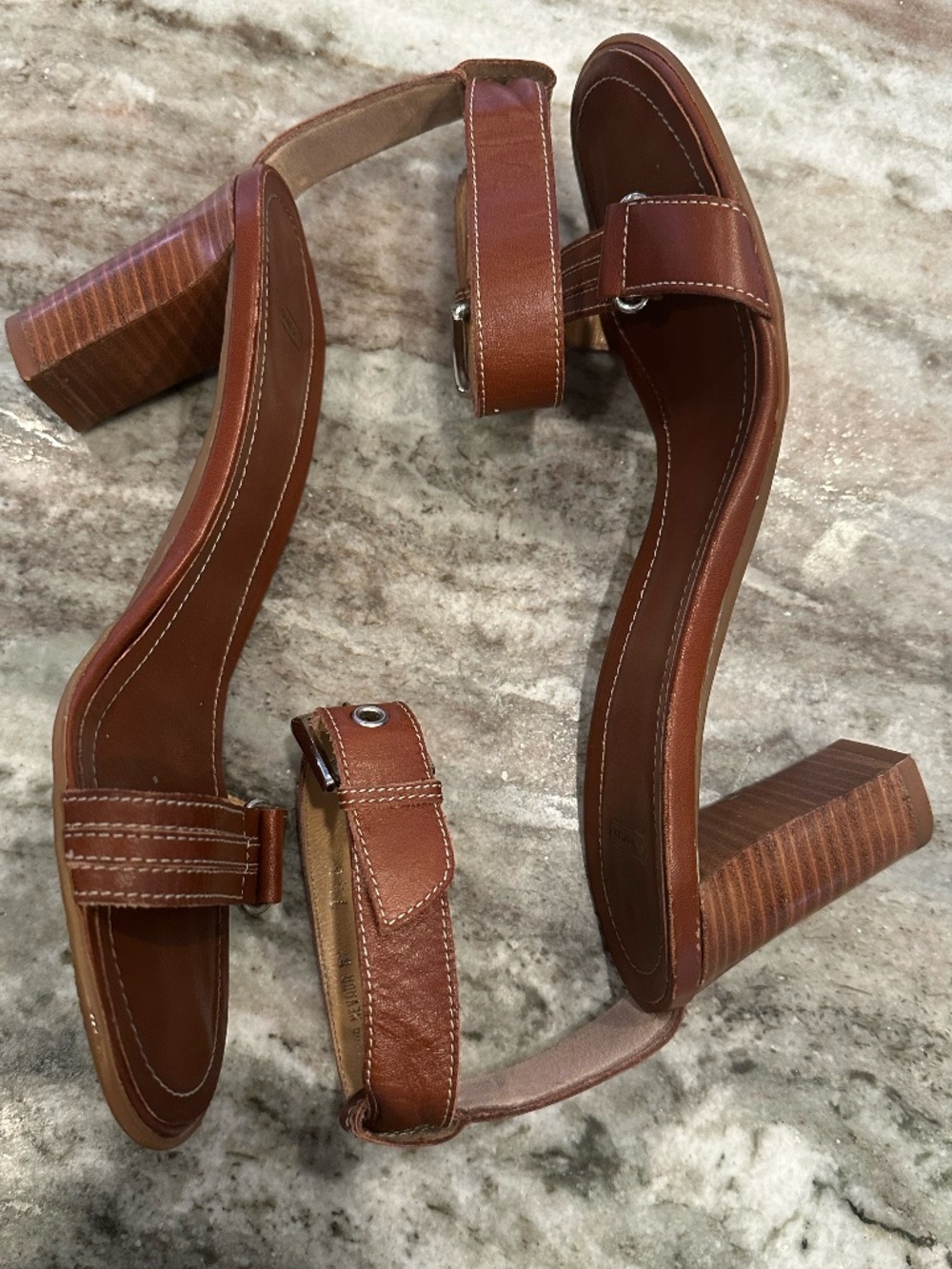 Coach Nevada P409 Vintage Y2K Leather Heels Brown Ankle Strap Block Sandals 7.5 - Picture 4 of 10